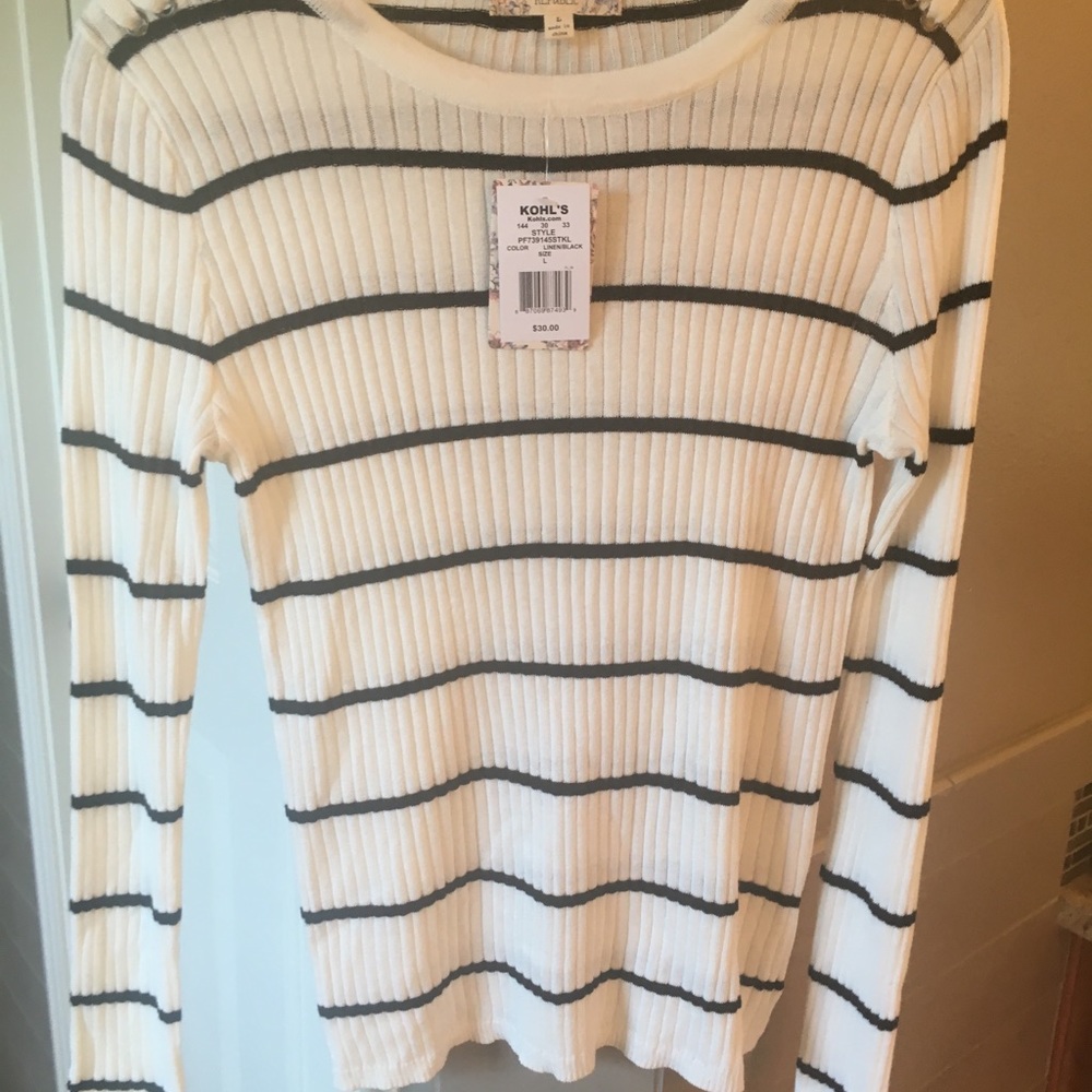 Cream and Black striped sweater